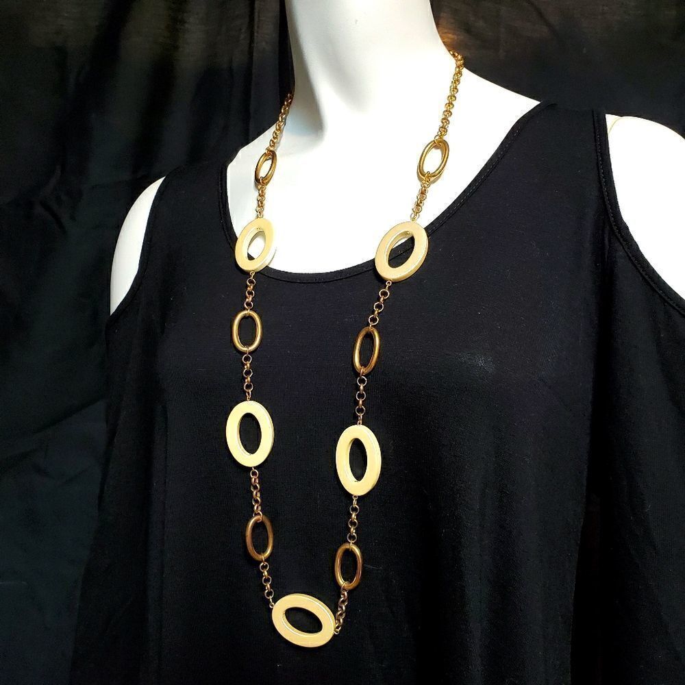 Robert Rose Steampunk Gold & Cream Necklace